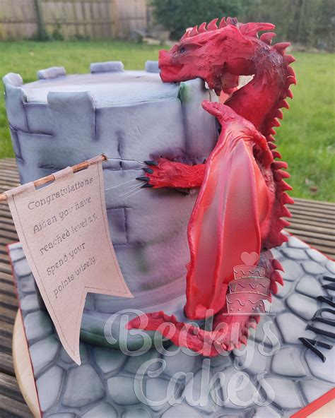 Side View Of The Dragon King Thordak Climbing The Cake Tower Cake