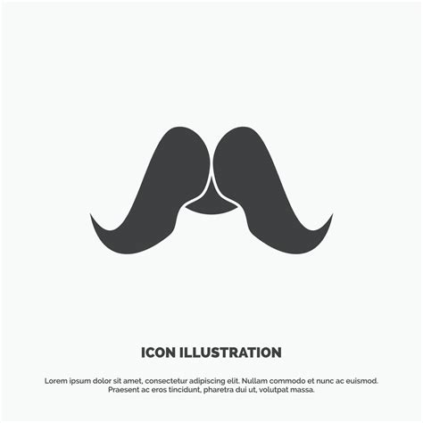 Moustache Hipster Movember Male Men Icon Glyph Vector Gray Symbol