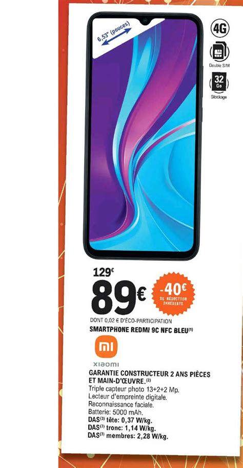 Promo Smartphone Redmi 9c Nfc Bleu Xiaomi Chez E Leclerc ICatalogue Fr