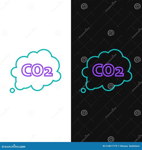 Line Co Emissions In Cloud Icon Isolated On White And Black Background