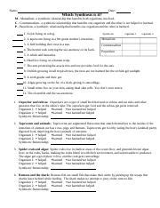 Symbiosis Worksheet Docx Name Which Symbiosis Is It Date M