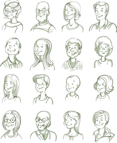 Free Vector | Hand Drawn Portraits Set