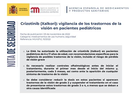 Crizotinib Xalkori vigilancia de los trastornos de la visión en