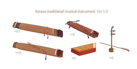 Una colección de instrumentos musicales coreanos tradicionales