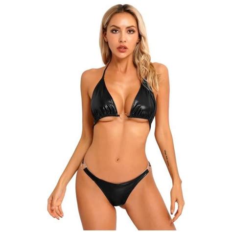 IEFIEL Maillot de Bain Une Pièce Femme Sexy Ficelle Micro Bikini