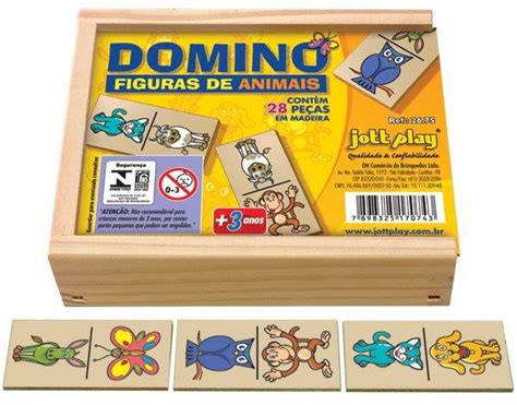 Dominó de Animais cx madeira Brinquedos E Jogos Pedagógicos e Educativos