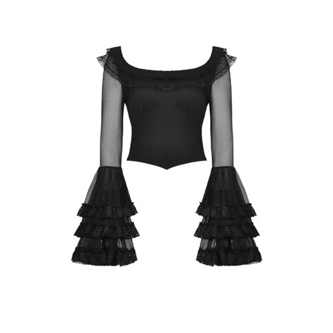 Kurzes Gothic Top mit Volant Ärmel BOUDOIR NOIR