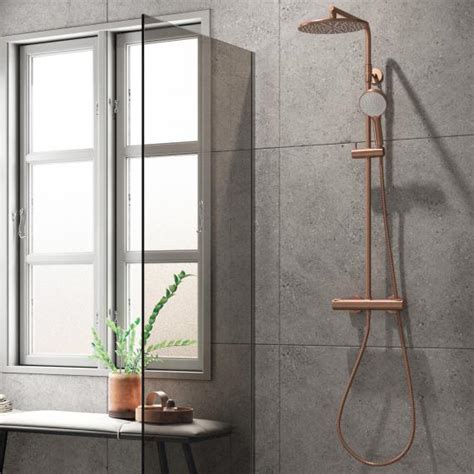 Damixa Silhouet Shower System Thermostat Brushed Copper White