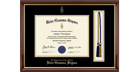 Tassel Cord Certificate Frame In Southport Gold Beta Gamma Sigma