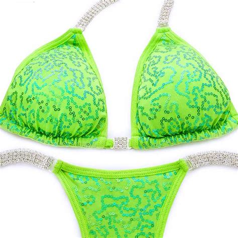 Lime Green Sequin Competition Bikini