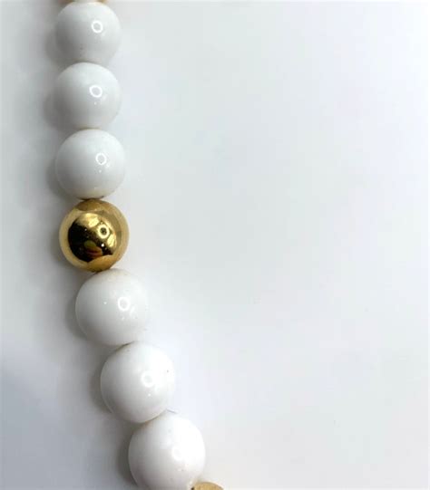 Vintage Napier White And Gold Beaded Ball Necklace 30 Gem