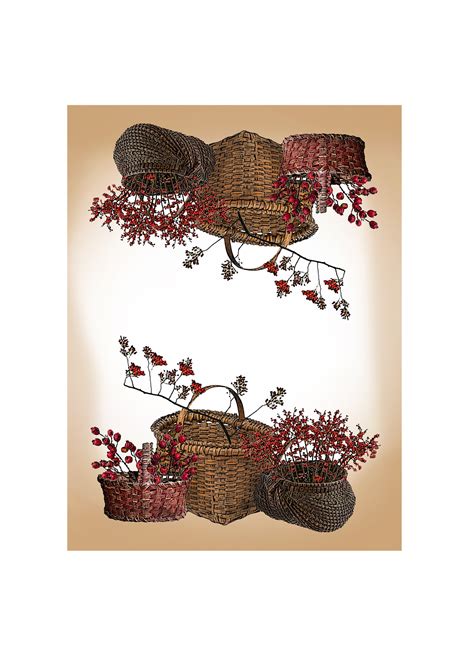 Baskets And Rose Hips Kitchen Towel X Inches Flour Sack Material