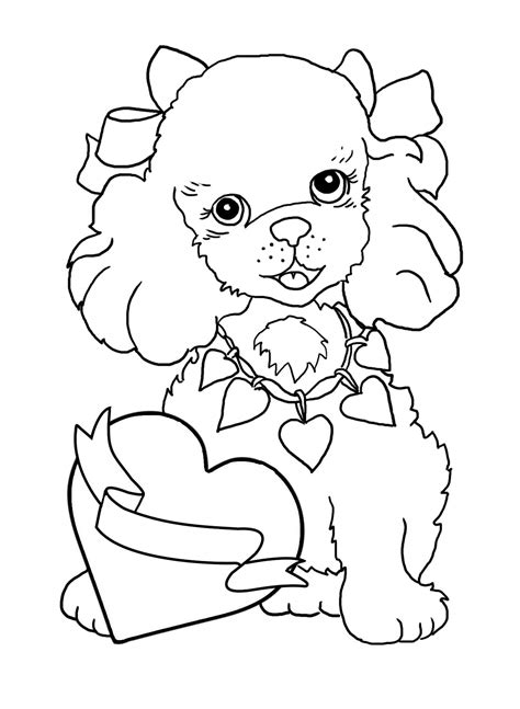 Coloriage Caniche avec Coeur télécharger et imprimer gratuit sur