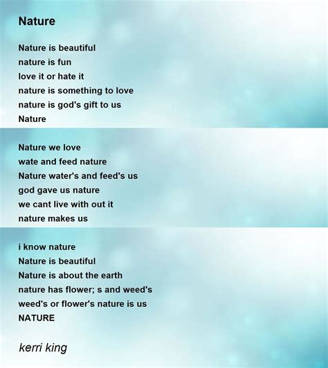 Nature - Nature Poem by kerri king