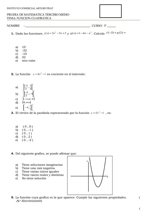 Ejercicios De Funcion Cuadratica 7