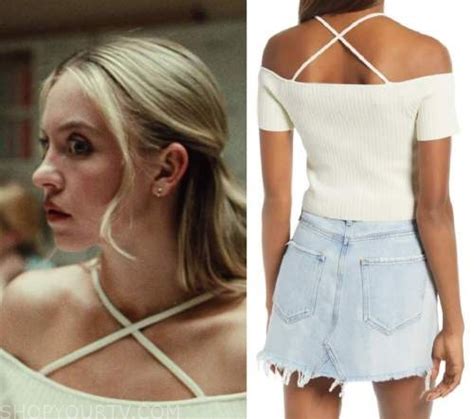 Euphoria Season 2 Episode 2 Cassie S White Rib Cross Neck Top Shop Your Tv