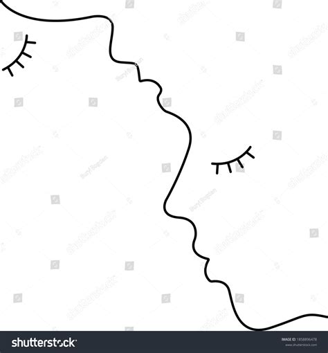 Two Faces Line Illustration Couple Love 库存矢量图（免版税）1858896478 Shutterstock