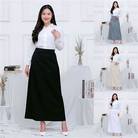 Jual ROK A LINE POLOS PANJANG BAHAN PREMIUM ROK KERJA WANITA ROK