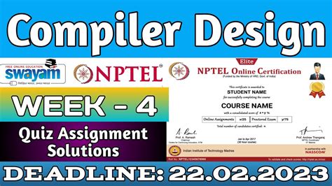 Nptel Compiler Design Week Assignment Solutions Jan Apr Youtube