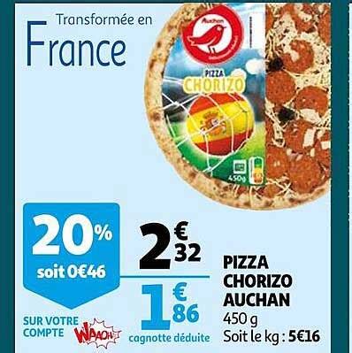 Promo Pizza Chorizo Auchan Chez Auchan ICatalogue Fr