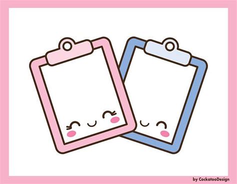 Clipboard Clipart Kawaii Clipboard Clip Art Cute Clipboard Clipart