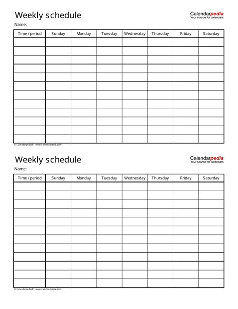 Weekly Schedule Templates Calendarpedia Download Printable Pdf