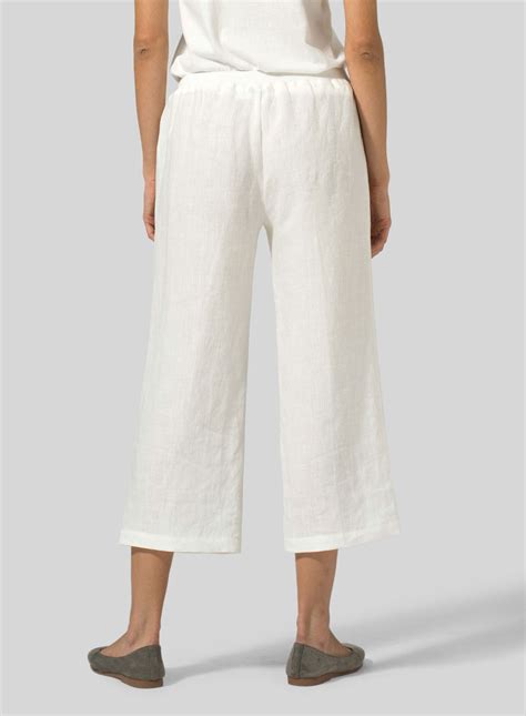 Linen Straight Leg Cropped Pants