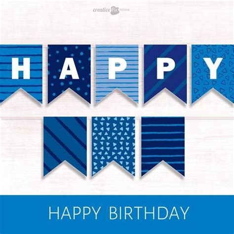 Happy Birthday Banner. BLUE PRINTABLE Banner. BLUE Happy Birthday Diy Decor Blue Bunting Flags ...