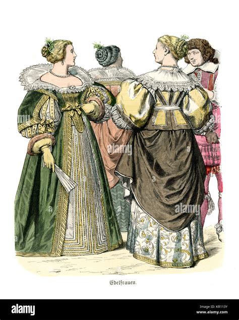 History Of Fashion Costumes Of French Noblewomen Of The Mid 17th