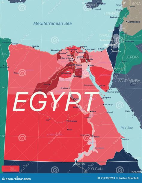 Detailed Egypt Physical Map Vector Illustration Cartoondealer