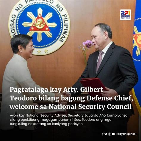 Pagtatalaga Kay Atty Gilbert Teodoro Bilang Bagong Defense Chief