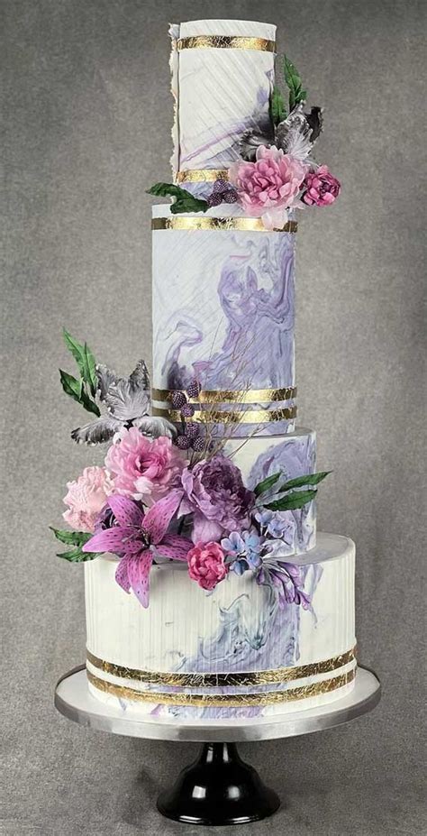 40 Pretty New Wedding Cake Trends 2021 Lavender Coloured Marble