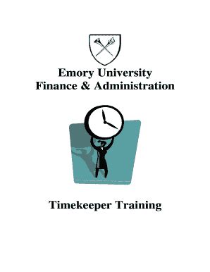 Fillable Online Finance Emory Timekeeper Training Manual Emory