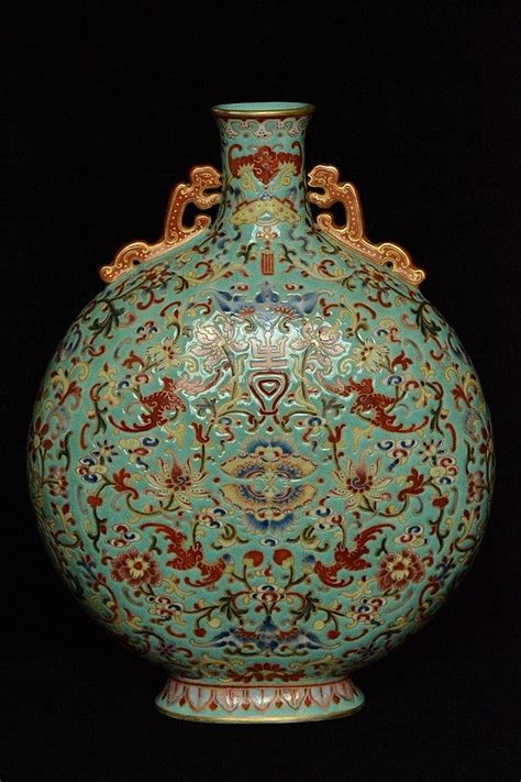 Sold Price Chinese Famille Rose Moon Flask Qianlong Mark April