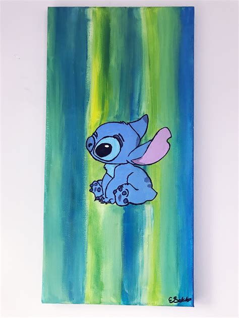 Disney Stitch Painting On Canvas Cartoon Painting Canvas Painting