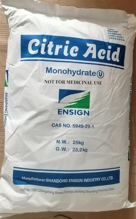 Citric Acid For Food Pharma Packaging Type Bag At Kg In Chennai