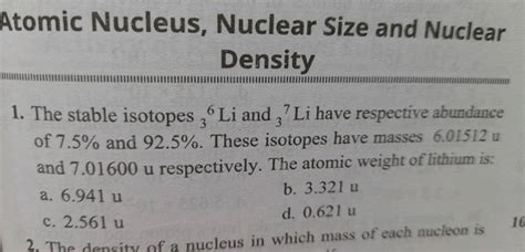 Atomic Nucleus Nuclear Size And Nuclear Density The Stable Isotopes