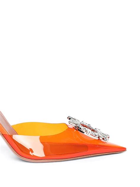 Amina Muaddi Begum Glass Sling Mm Pumps Orange Farfetch Uk