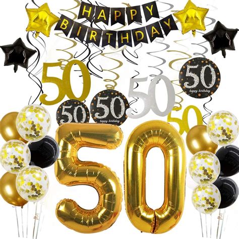 50th Birthday Party Decorations Kit For Men Women 31 Pieces Party Banner Hanging Swirls