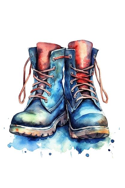 Premium Ai Image Boot Shoe Watercolor Clipart Cute Isolated On White