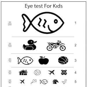 Eye Test Chart for Kids. PRINT READY - Etsy