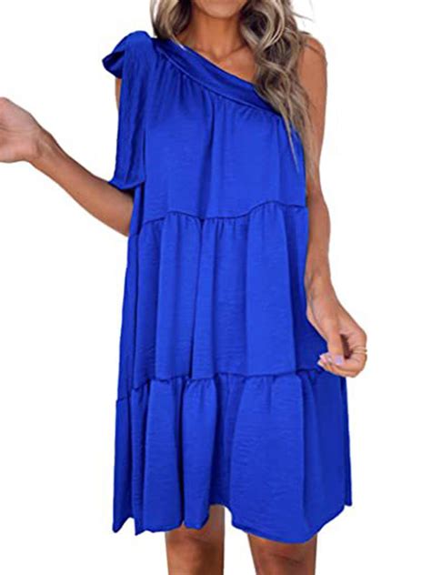 Avamo Ladies Baggy Layered Midi Dress Sleeveless Casual Tank Dresses Lace Up Holiday Summer