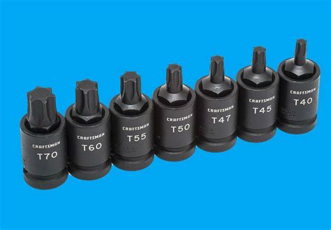 Craftsman 12 Drive Impact Torx Bit Socket Set 7pc T40 T45 T47 T50 T55 T60 T70 Ebay