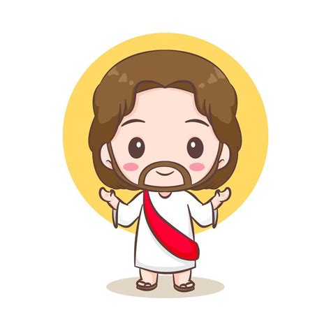 linda Jesús Cristo y el oveja dibujos animados. mano dibujado chibi personaje aislado blanco ...