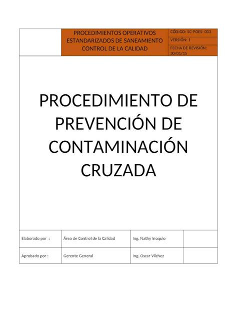 Docx Poes Prevencion De Contaminacion Cruzada Dokumen Tips