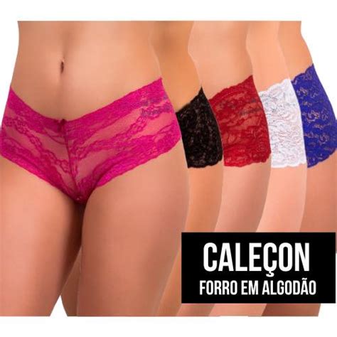 Promo O Kit Calcinhas Cale On Lingerie Renda Shortinho Tanga