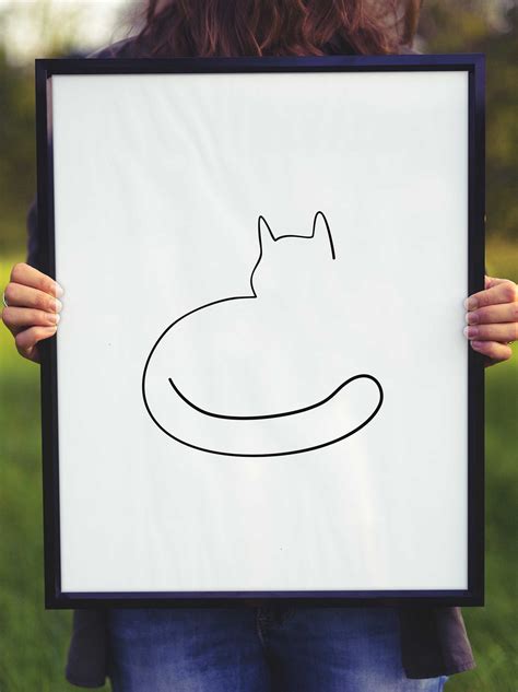 Abstract Cat One Line Art Print Simple Line Cute Cat Soft - Etsy