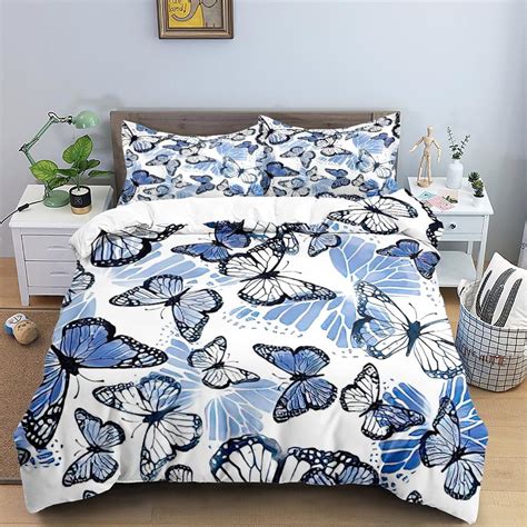 Butterfly Duvet Cover Set Twin Size3 Pieces Breathable Flowers Bedding Sets1 Duvet Cover2