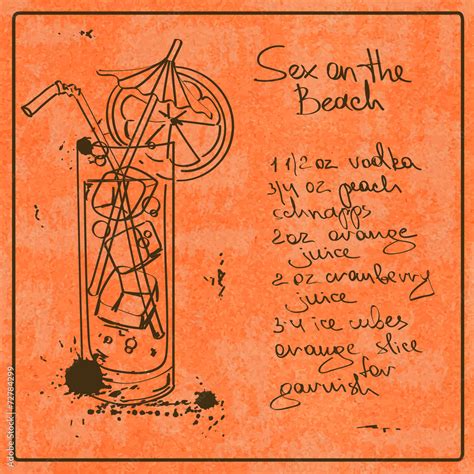Hand Drawn Sex On The Beach Cocktail Stock Vector Adobe Stock