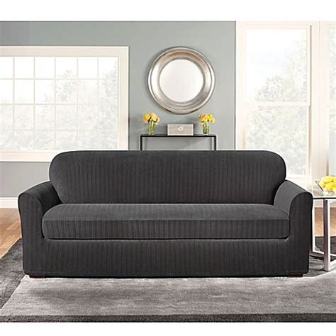 Sure Fit Stretch Pinstripe Piece Loveseat Slipcover Bed Bath